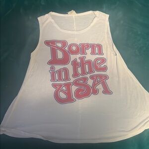 PPLA White Muscle Tee with Retro Pink Graphic